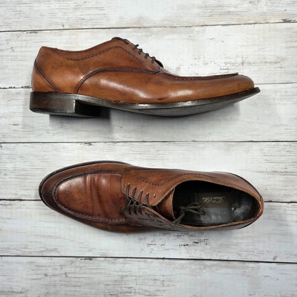 Tasso Elba Mens Brown Leather Split Toe Dress Shoes‎ Size 10.5 M Cognac